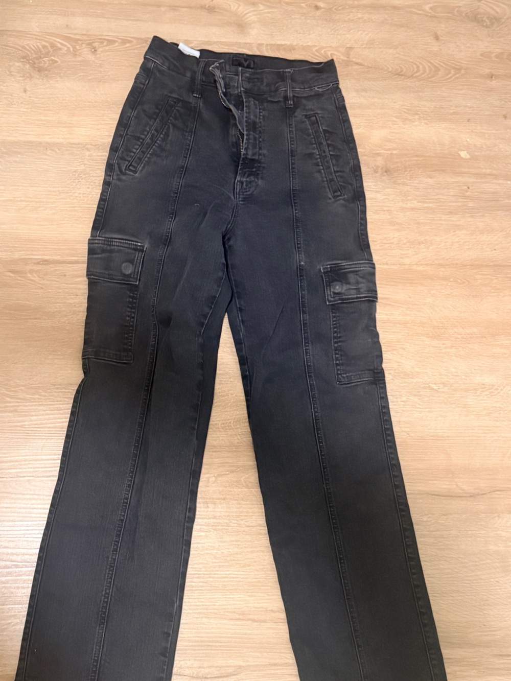 Mother lady black cargo jeans.
